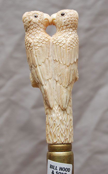 Walking stick with Marine ivory bird handle, 38"L: Walking stick with Marine ivory bird handle, 38"L