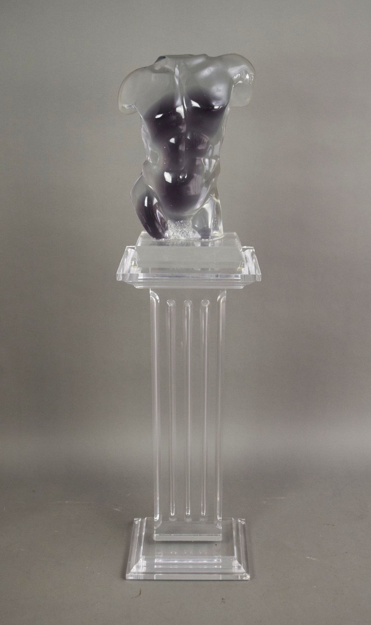 Shlomi Haziza (b.1969) Acrylic Sculpture of male torso on original pedestal signed. Torso 19-1/2 x (1 of 6)