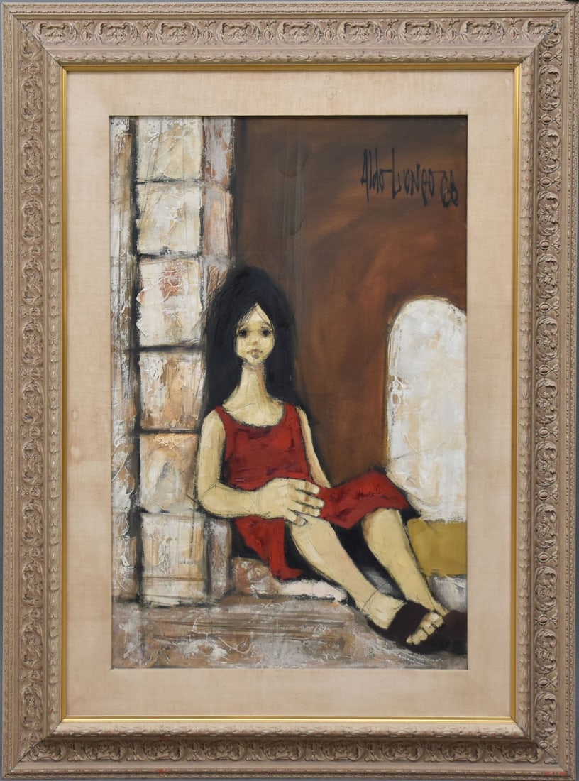 Aldo Luongo (ARGENTINE, 1940) oil on canvas, girl in red, 36" x 24", 49 1/2" x 37 1/2" (1 of 6)