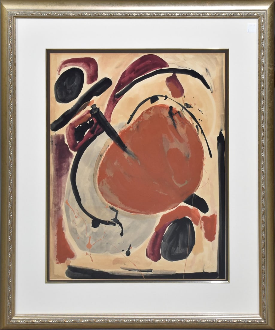 Contemporary Abstract Painting signed Illegibly, sight approx 52 x 40 inches framed approx 62 x 50 (1 of 5)