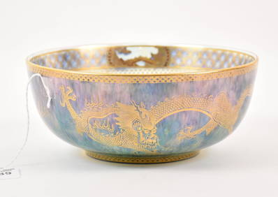 Wedgwood Fairyland Lustre Celestial Dragon Bowl, C. 1920s - A fine Wedgwood England Celestial Dragon (1 of 8)