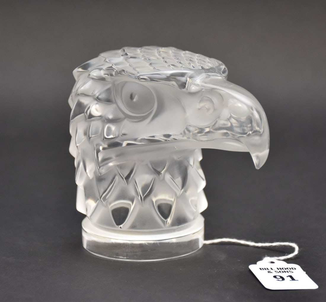 Lalique France Crystal 'Tete D'Aigle' Eagle Head - Lalique clear and frosted crystal figure in the (1 of 6)