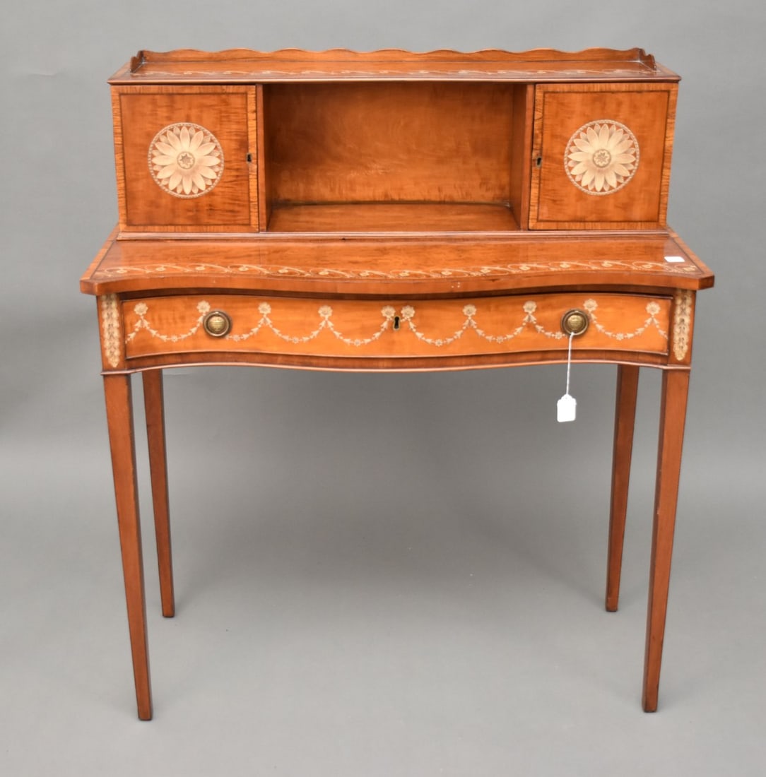Antique Satinwood desk, paper found in desk reads George lll English 1780.  42"H x 37W" x 17D". (1 of 8)