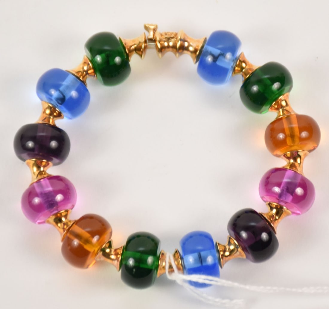 Designer MARINA B. - ANNEES 1980 COLLIER MULTICOLORE "CIMIN" A Synthetic Quartz and 18K Yellow Gold (1 of 5)