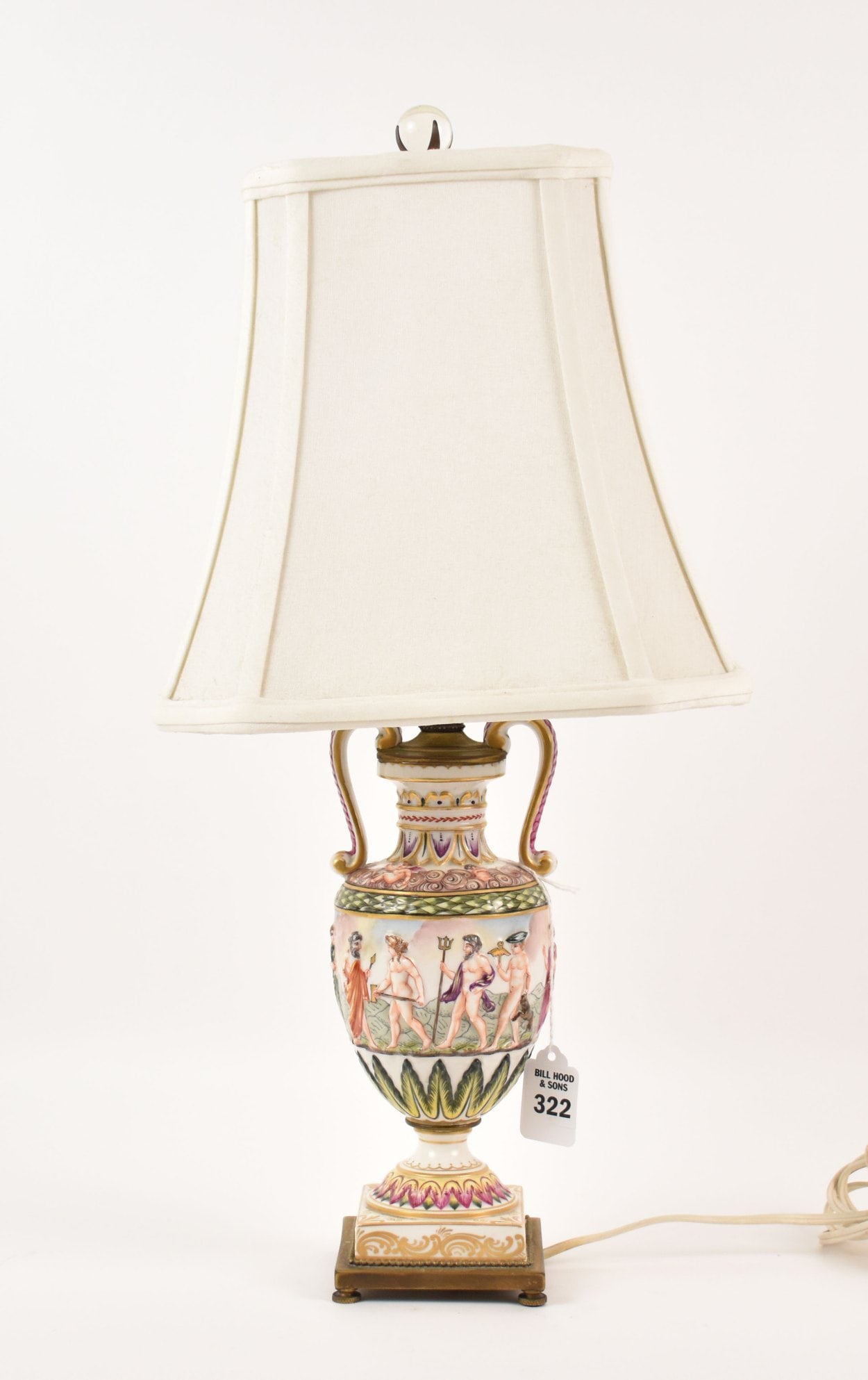 Capodimonte Figural Porcelain Urn, Now Mounted as a Lamp - An Italian handpainted Capodimonte urn (1 of 7)
