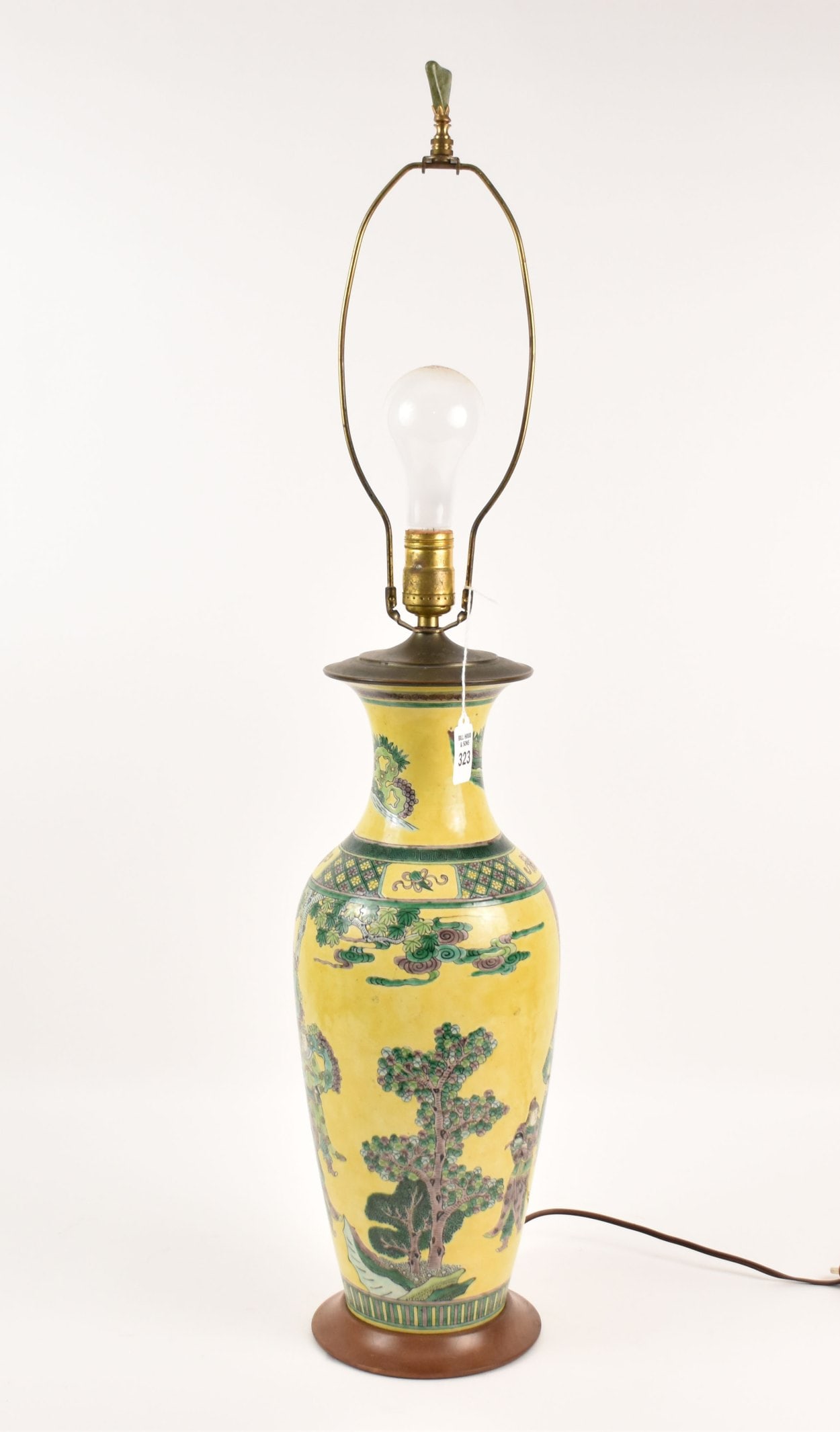 Chinese Famille Jaune Porcelain Vase, Now Mounted as a Lamp - An enameled porcelain vase featuring (1 of 8)