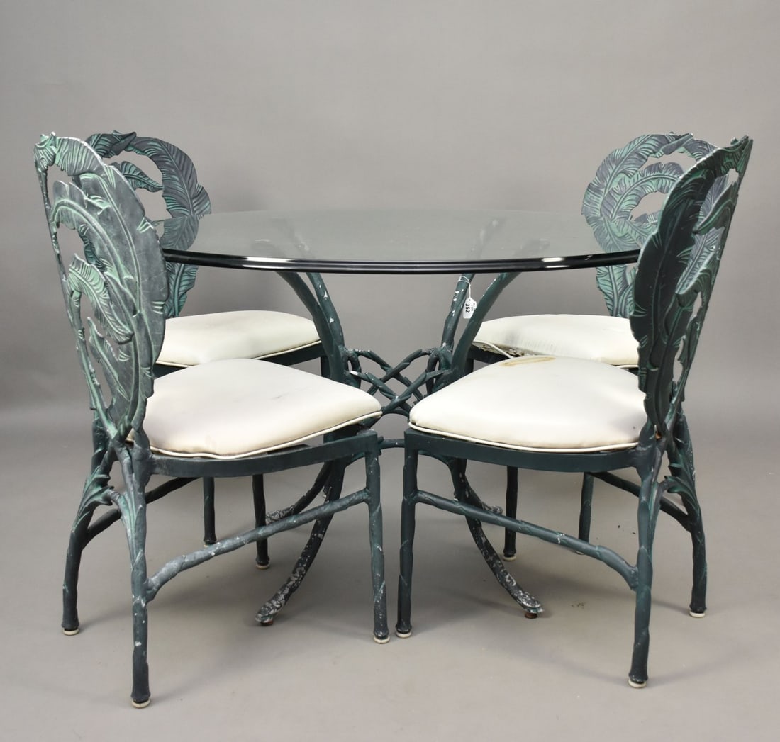 Aluminum Patio Set, Trifed Form Base & 4 Fern Motif Chairs (1 of 13)