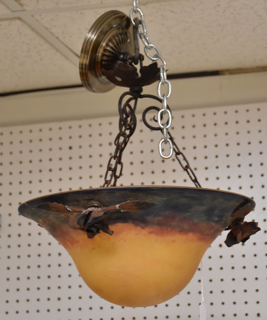 Art Deco Dome Shape Frosted Gold Color Glass Chandelier (1 of 8)