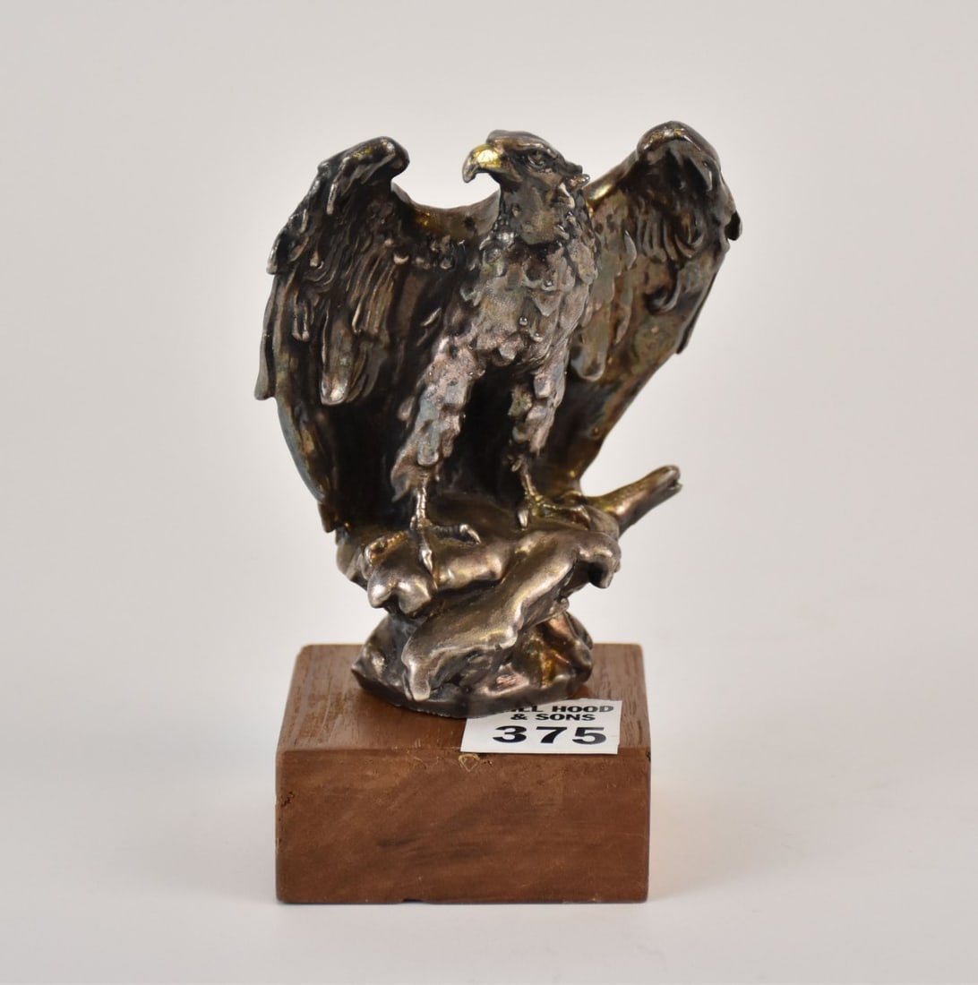 Giuseppe Armani (Italian 1935-2006), American Eagle on Rock, sterling Silver with 18 carat Gold (1 of 7)