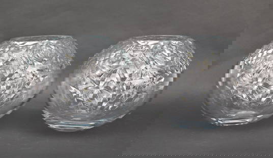 2 Orrefors Crystal Vases, Lena Bergstrom XL Globe Vases, New In Original Boxes, 10"h x approx. 13"w: 2 Orrefors Crystal Vases, Lena Bergstrom XL Globe Vases, New In Original Boxes, 10"h x approx. 13"w x 5 1/4"dia opening