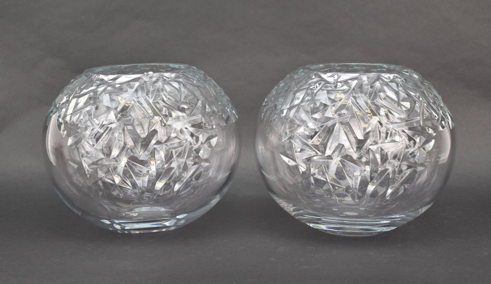 2 Orrefors Crystal Vases, Lena Bergstrom XL Globe Vases, New In Original Boxes, 10"h x approx. 13"w (1 of 9)