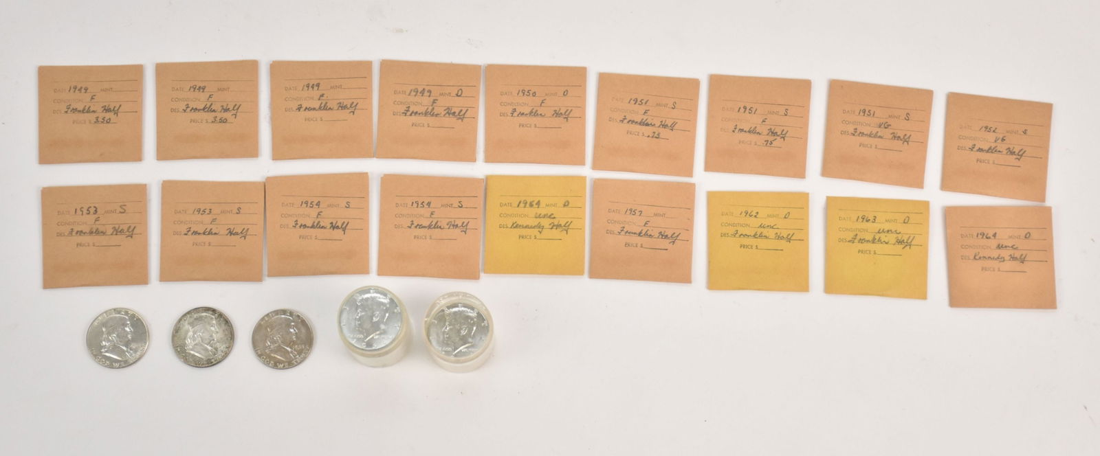US Silver Half Dollar Lot. 21 Franklin Half Dollar (1948-1963), 29 -1964 Kennedy half dollar (1 of 9)