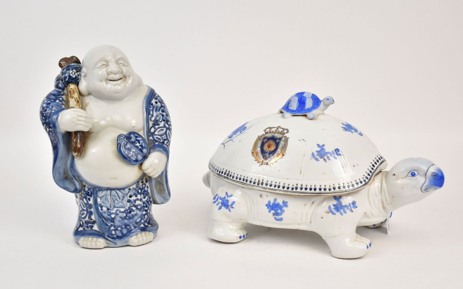 Chinese Porcelain Figural Turtle Box & Laughing Buddha - A porcelain covered box in the form of a (1 of 15)
