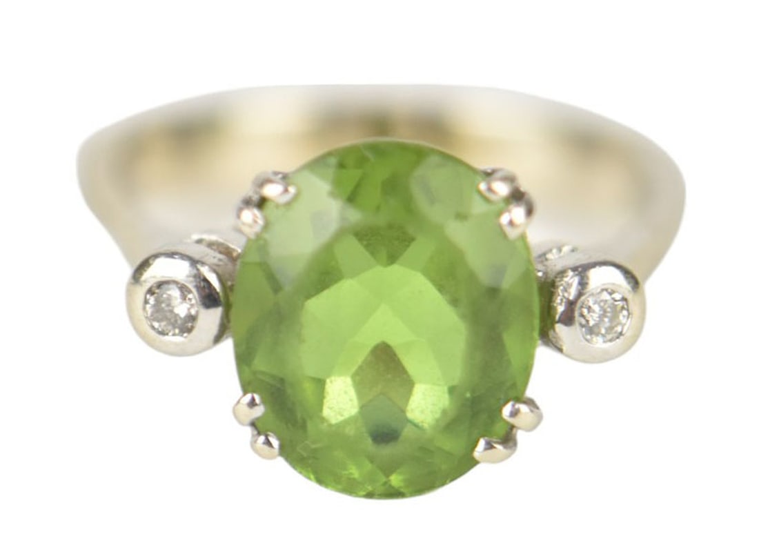 14K White Gold Zultanite Diamond Ring with IDL. Size 8  Zultanite 4.5ct with 2 round brilliant (1 of 8)