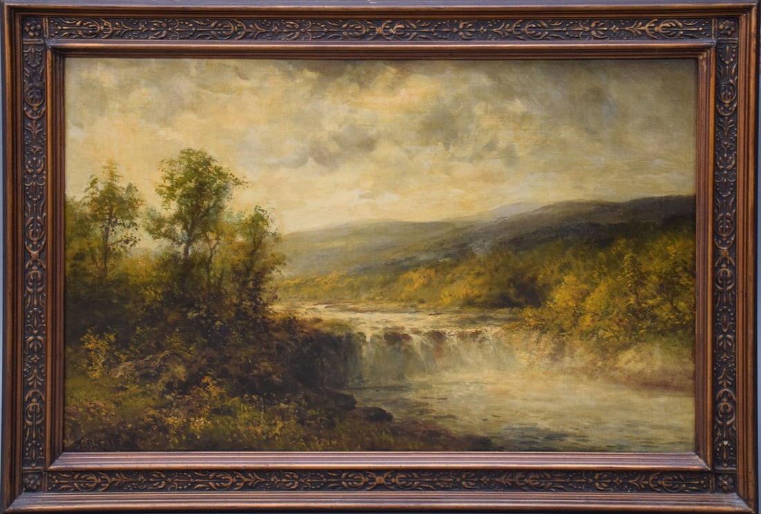 Thomas Bailey Griffin (American, 1858–1918) Waterfall Scene, 19 x 30 inches, 24 x 35 inches (1 of 8)