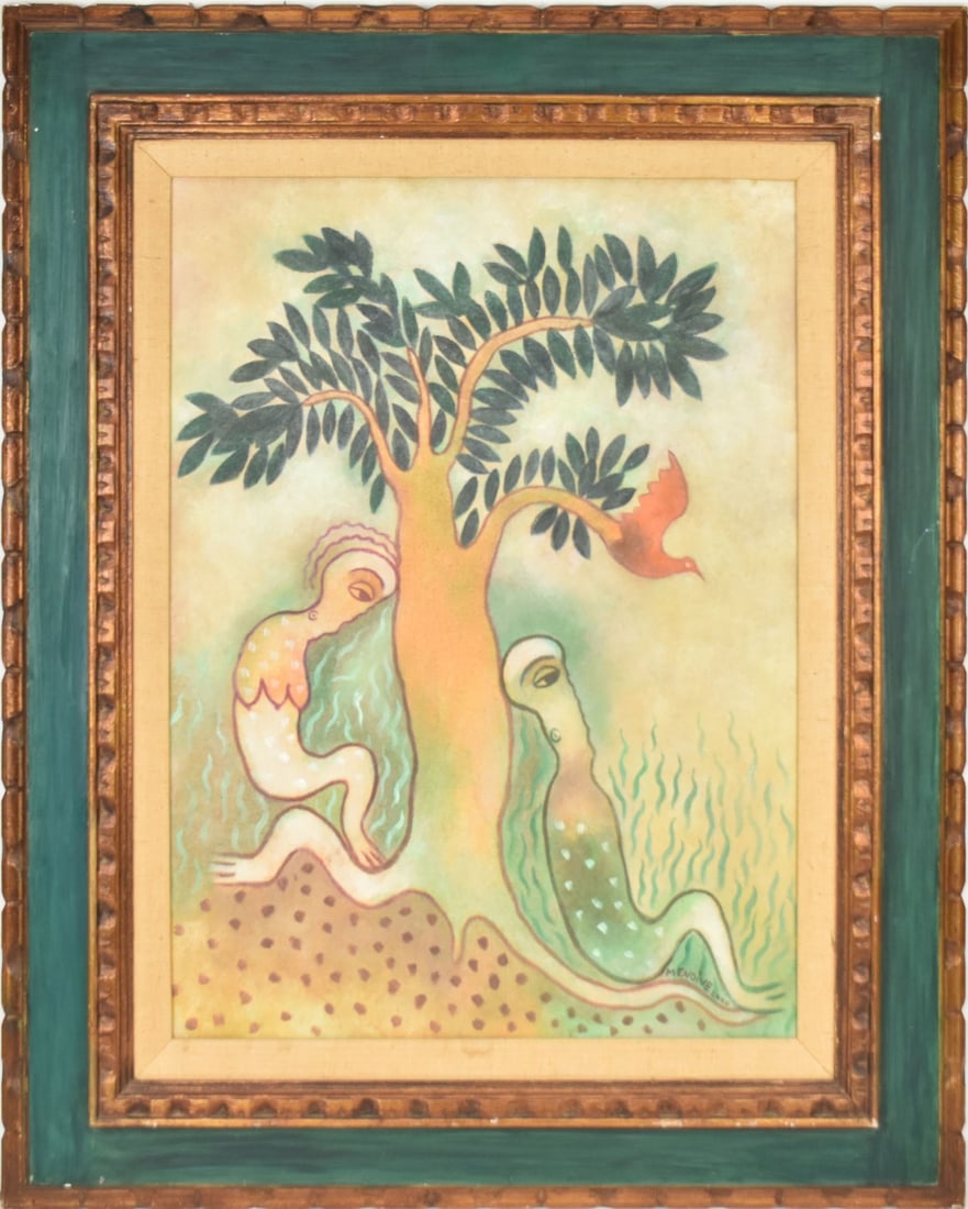 Manuel Mendive (Cuban B. 1944). Titled “El Repose??. Signed & dated lower right 2000. Mix media (1 of 7)