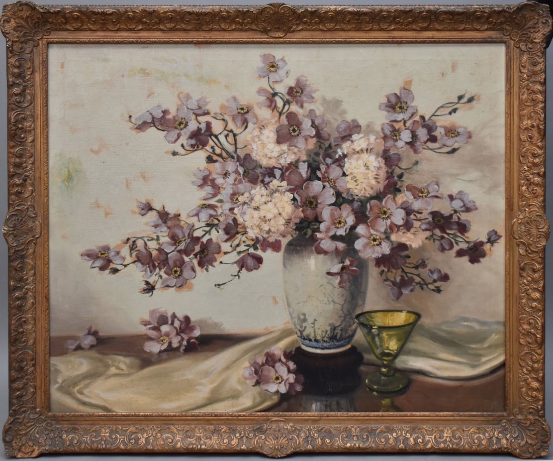 A. D. Greer, Still-life of cherry blossoms, oil on canvas, signed lower right, sight size 29 1/2 x (1 of 7)