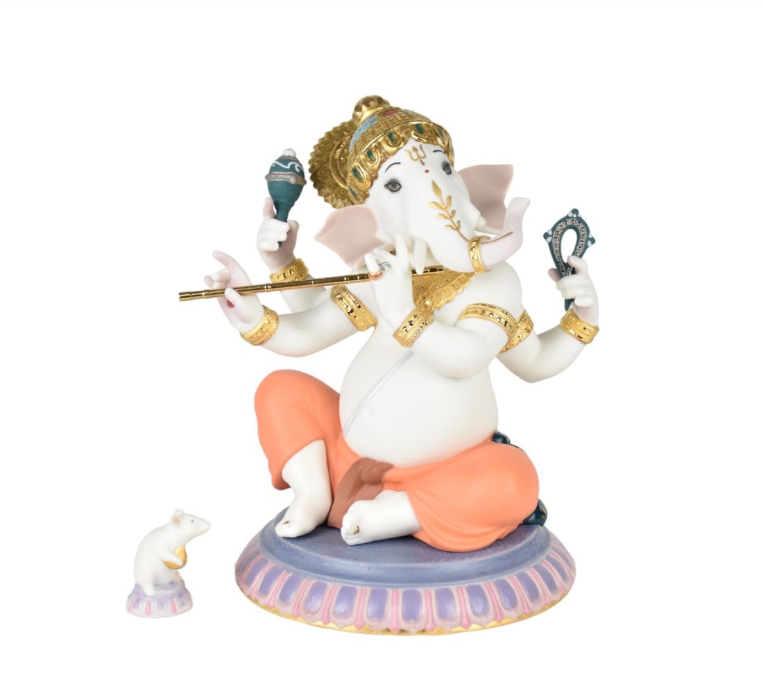 Lladro Ganesha Limited Edition Porcelain Figure - Spain. Signed and numbered #76 of 3000. Seated (1 of 7)