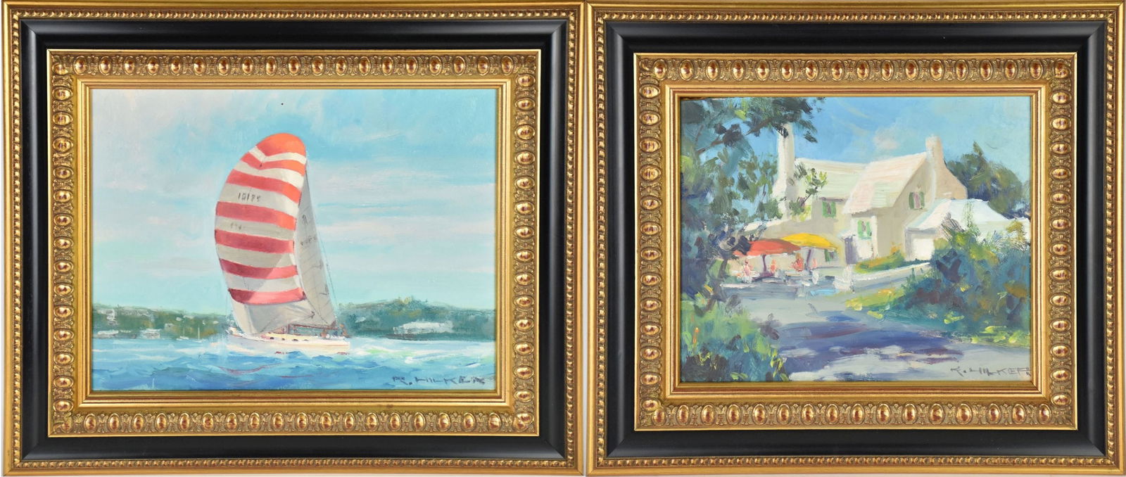 Pair of Richard Hilker (20th Century) American. Bermuda Paintings. Sailboat 10 x 12 inches. and (1 of 11)