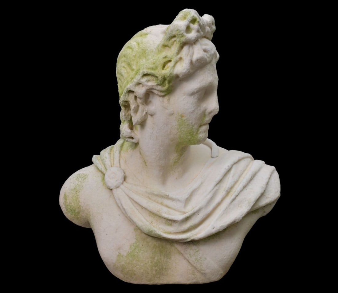 Oversized Marble/Limestone Roman Bust, 26 1/2"h x 24"w (has been outdoors in garden, extremely (1 of 7)