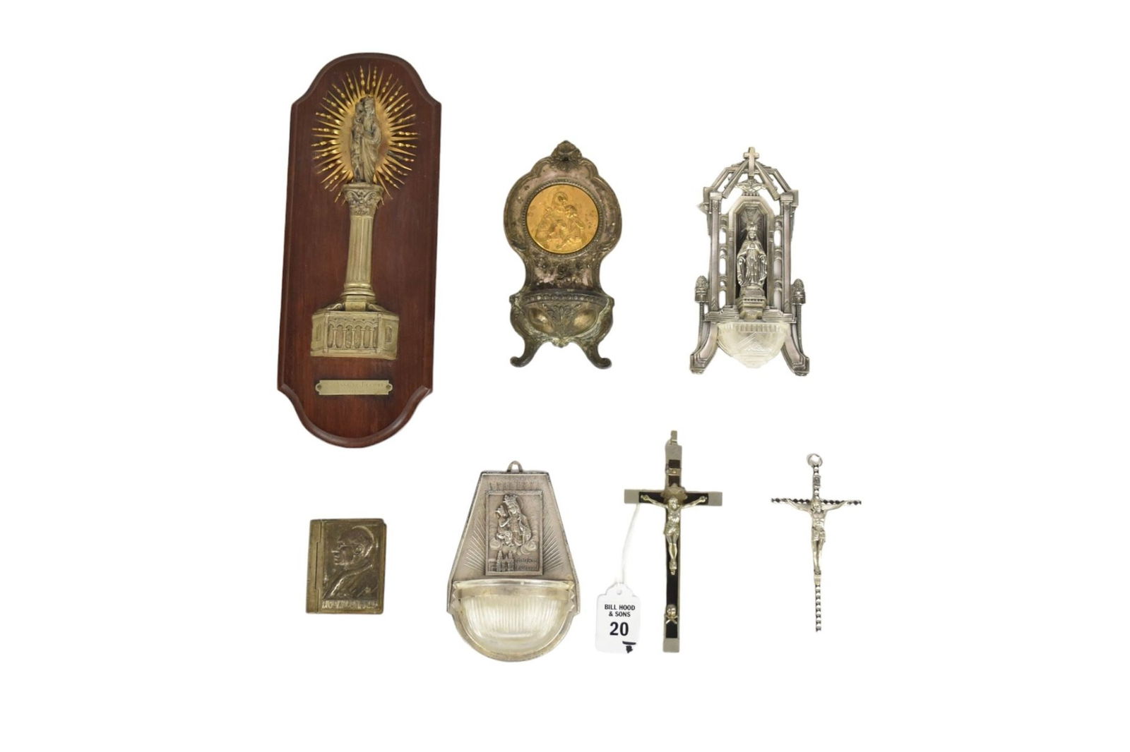 Grouping of Religious Items, Crucifixes & Holy Water Fonts - France & Italy. Grouping of various (1 of 14)