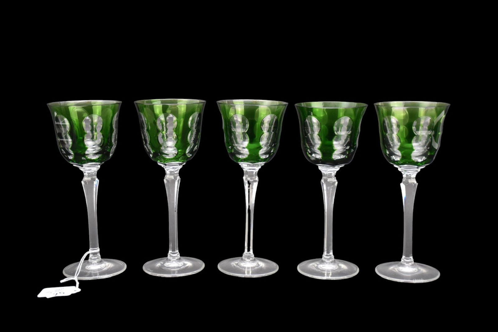 5 Christofle Kawali Rhine Wine Stem Glass Lime Green. 8.25" in great condition no chips: 5 Christofle Kawali Rhine Wine Stem Glass Lime Green. 8.25" in great condition no chips
