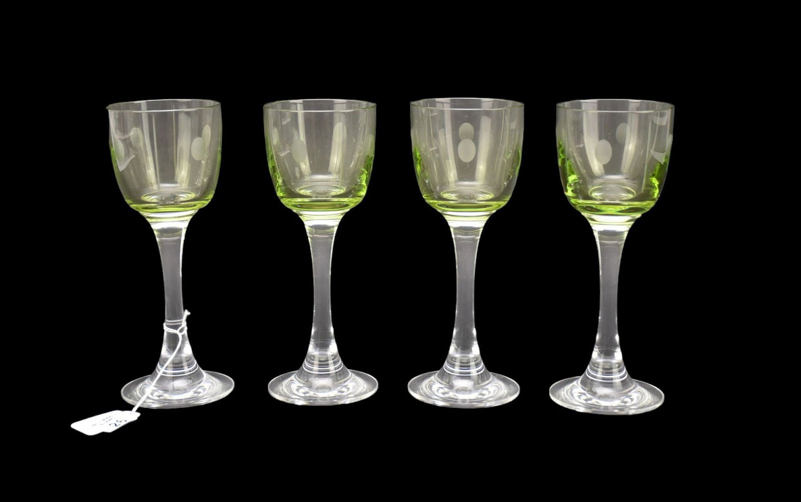 4 Baccarat Chartreuse Crystal Rhine Wine Stem Glasses. Size 8" In Great