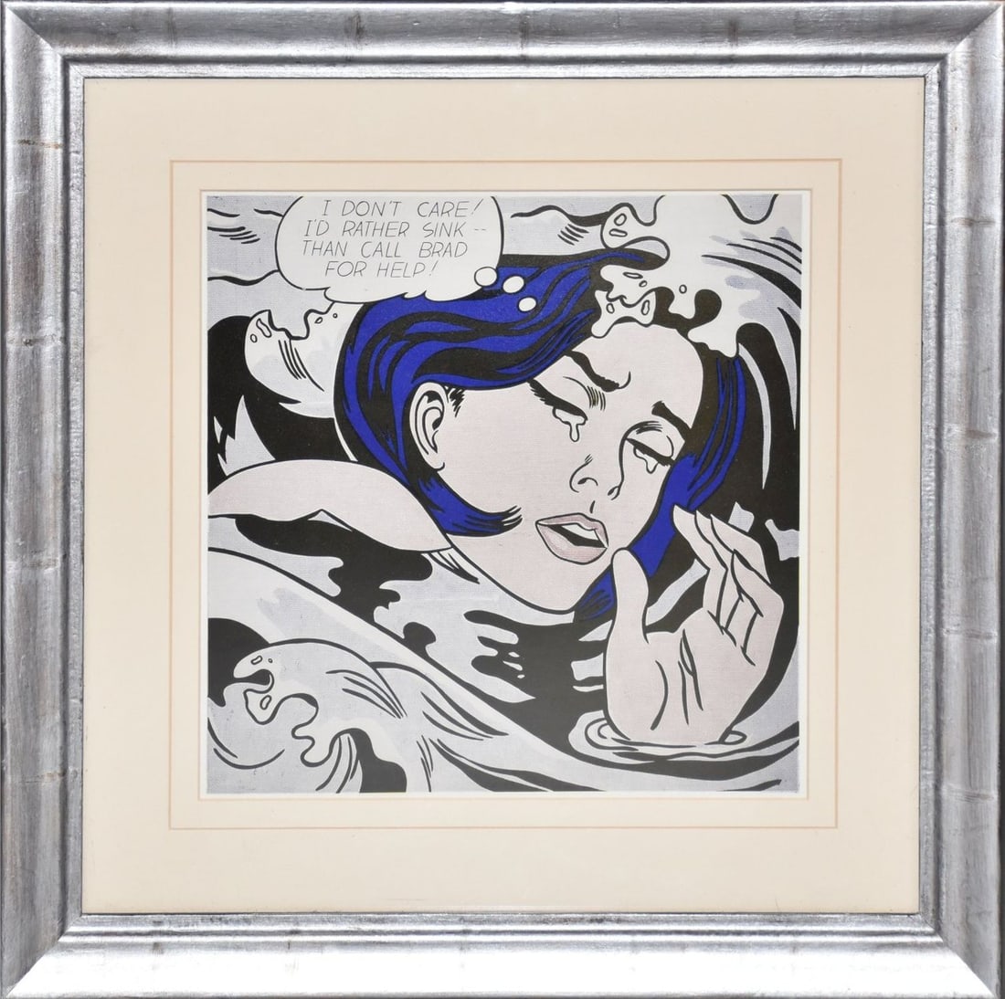 Roy Lichtenstein (American) Pop Art Offset Lithograph ca. 1970's 'Drowning Girl' (also known as (1 of 5)