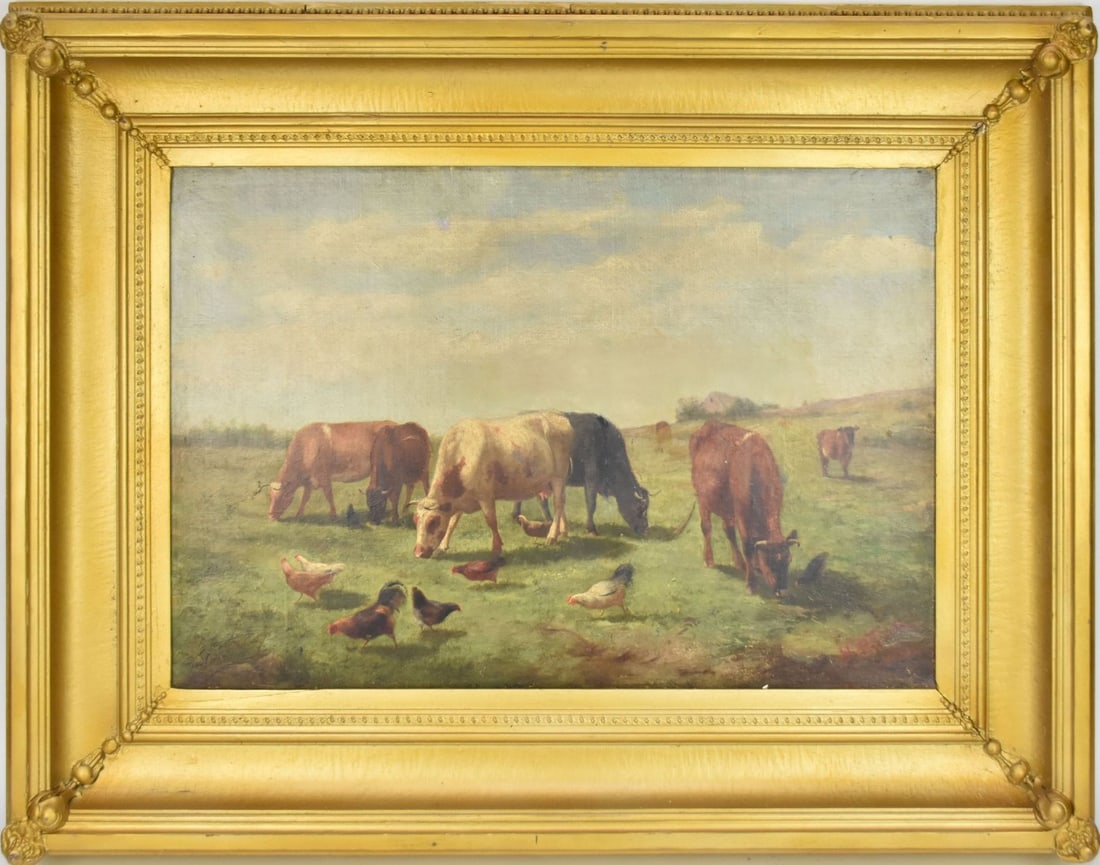 George Trotter (newbold trotter) 1827-1898, Philadelphia Pennsylvania, oil on canvas, pasture scene (1 of 6)