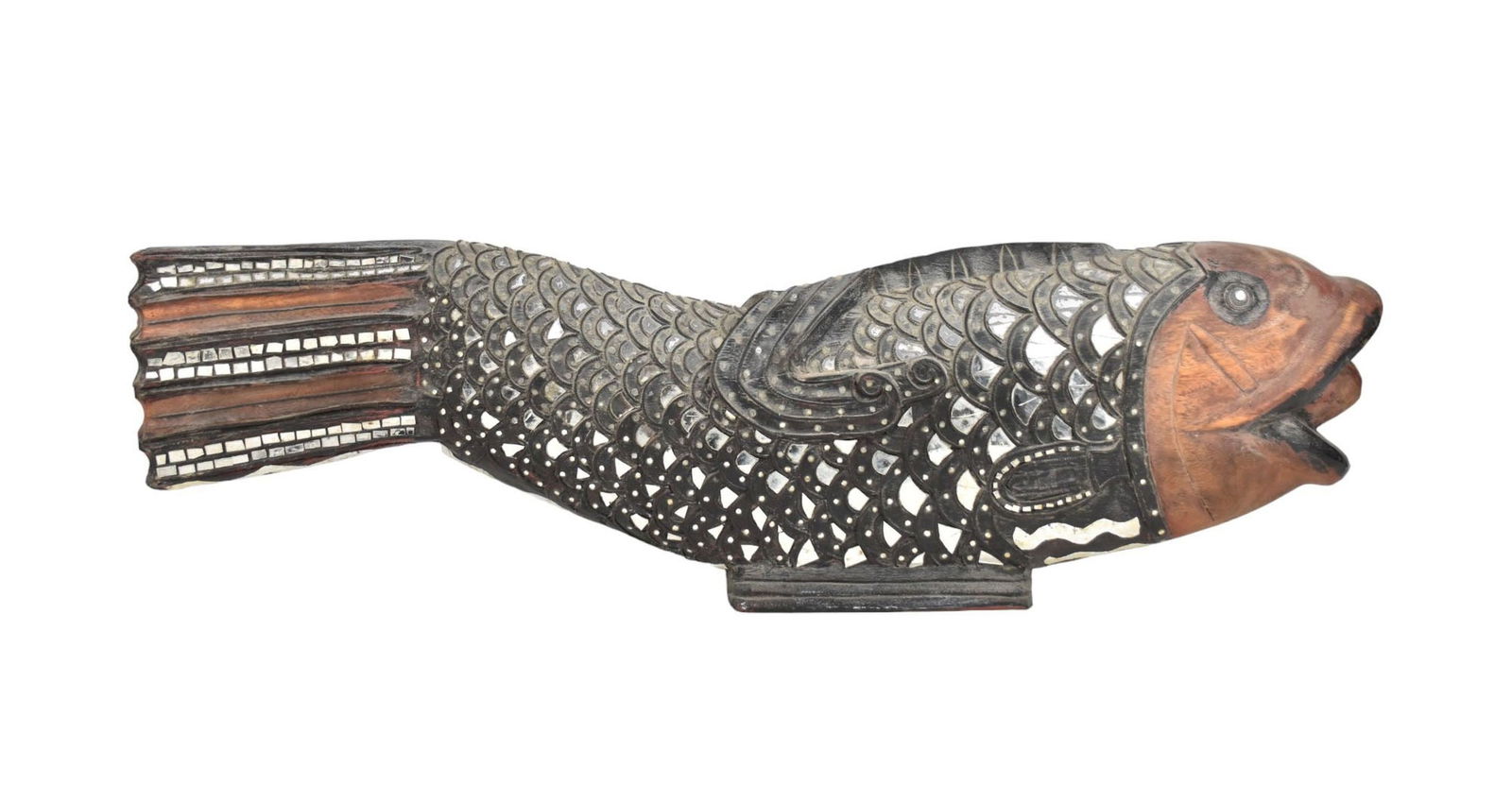 Asian Fish Embellishment with Mirrored "Scales", 8 1/2"h x 34"w x 4 1/2"d (1 of 10)
