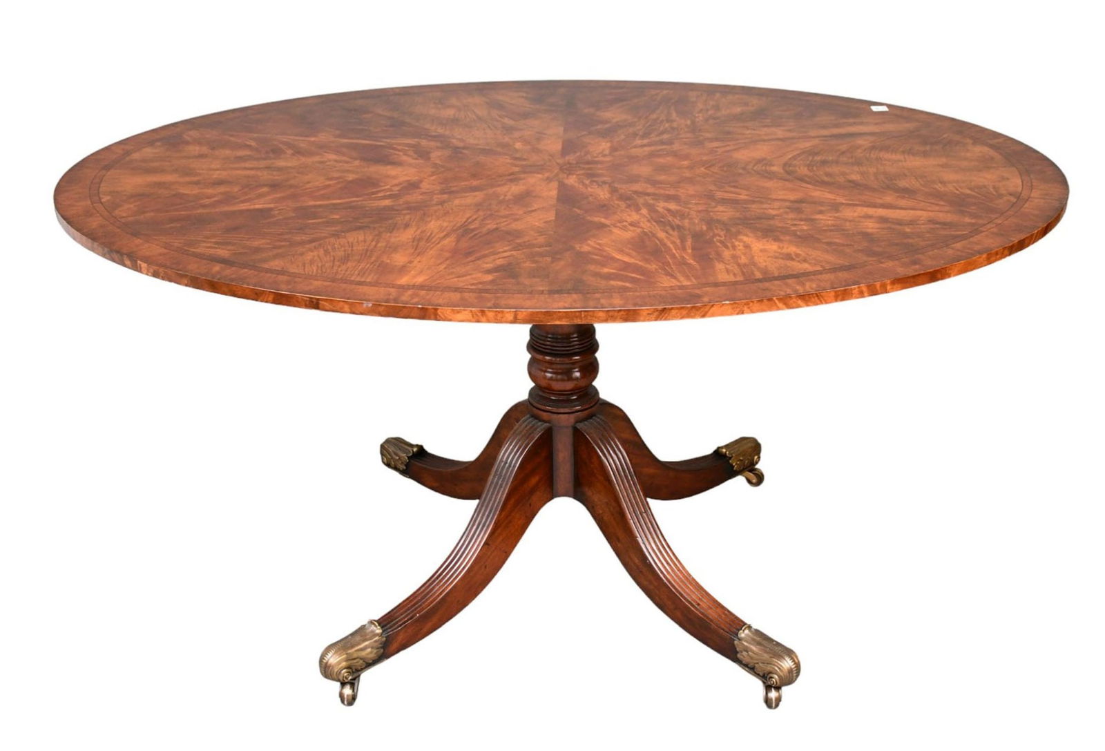 Fine Burled Mahogany Tilt Top Oval Breakfast Table, 20th c, Althorp Label and (1 of 15)