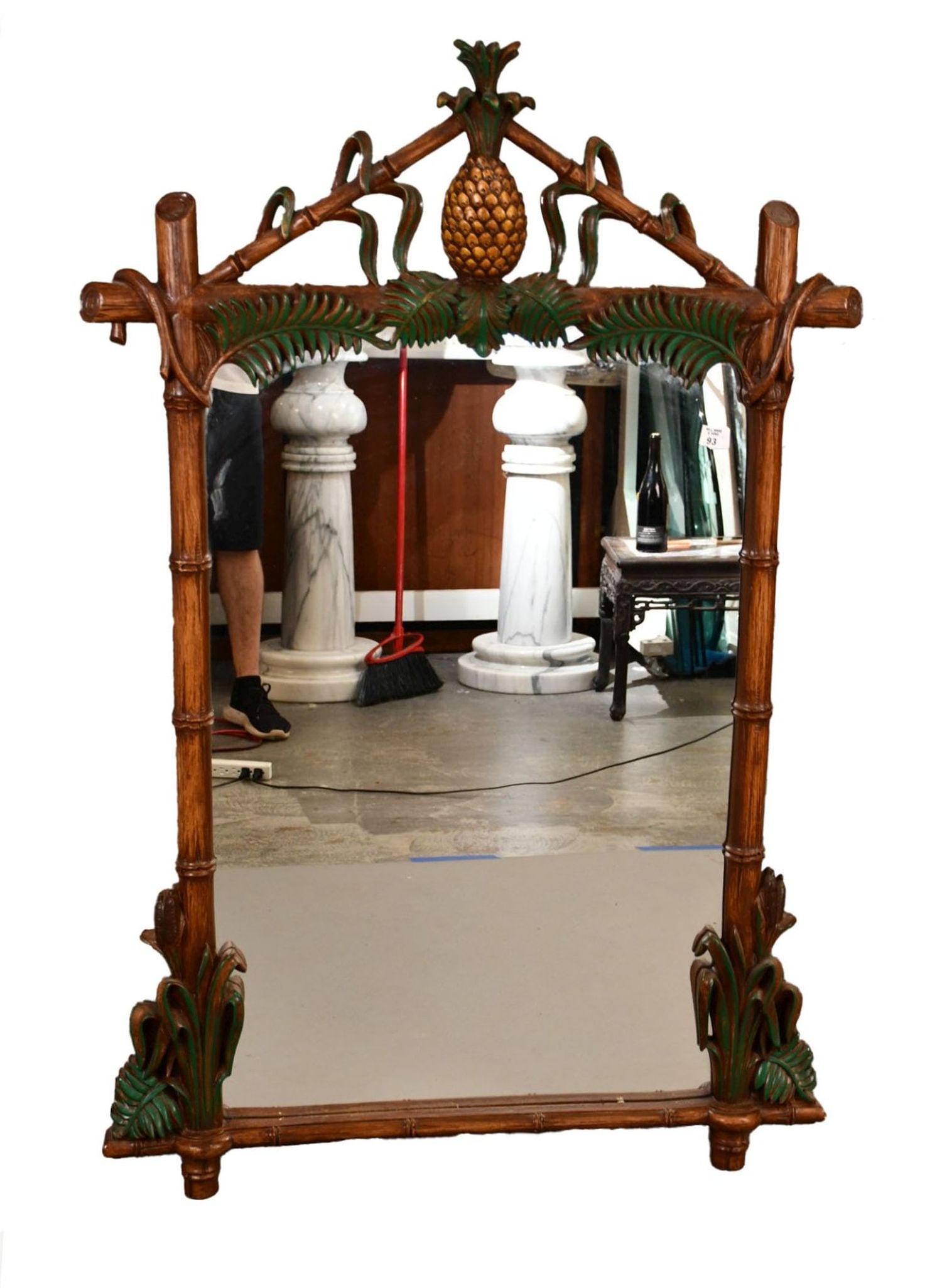 Tommy Bahama Style Mirror, Composition Palm Fronds & Pineapple, 56"h x 36"w (1 of 7)