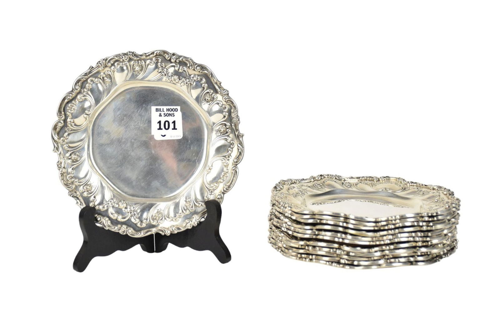 Set of Twelve American Silver (925) Bread and Butter Plates, Maker, Gorham Maf. Co. date mark for (1 of 4)