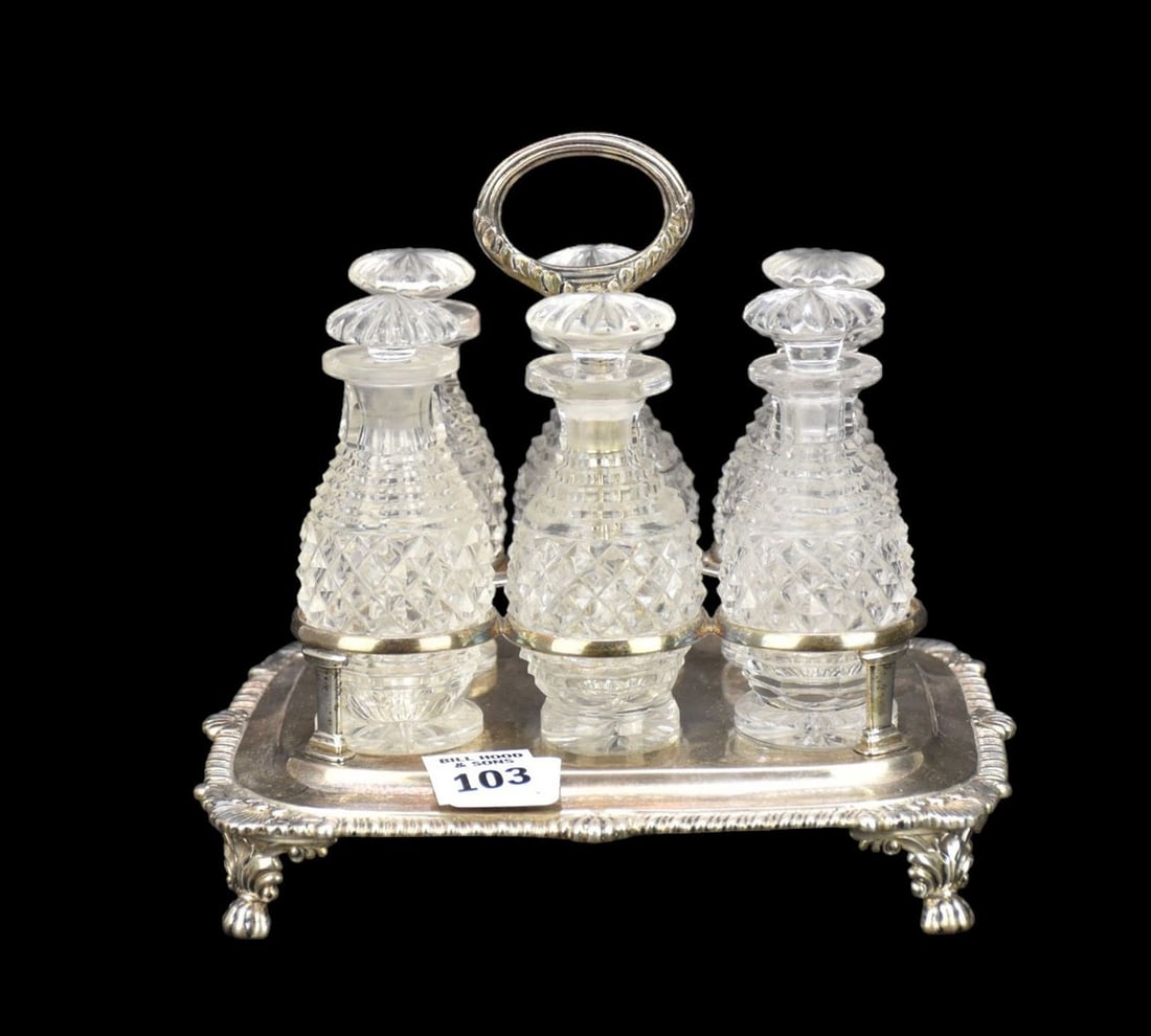 George III English Silver (925) Cruet Stand, London, 1813 Maker's Marks, IE EE for, John and Edward (1 of 9)