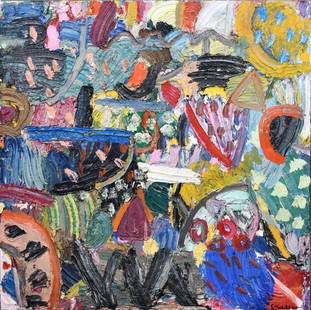 GILLIAN AYRES (British 1930 – 2018) Late 20th Century, Zephyrus did Softly Play - 1989. Oil on: GILLIAN AYRES (British 1930 – 2018) Late 20th Century, Zephyrus did Softly Play - 1989. Oil on canvas Signed and dated lower right “Gillian Ayres 1989” Inscribed verso “Gillian Ayres, Zeph