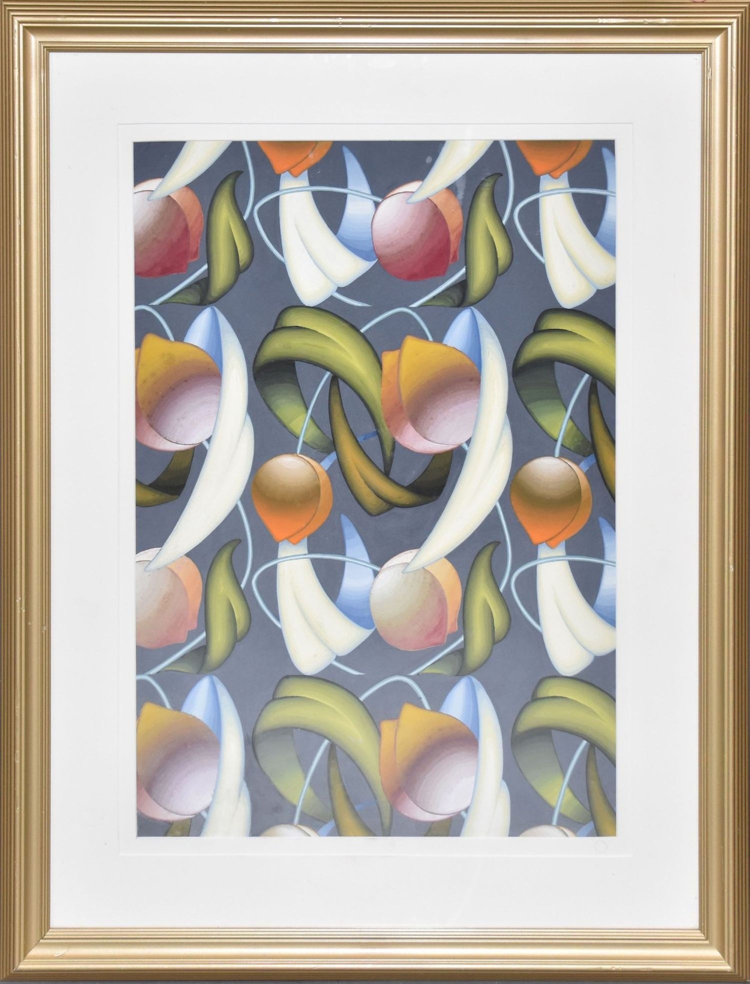 Attributed to Jean Pierre de Maria, Gouache/Pastel, Abstract floral, no signature, 31 3/4 x 28 (1 of 6)