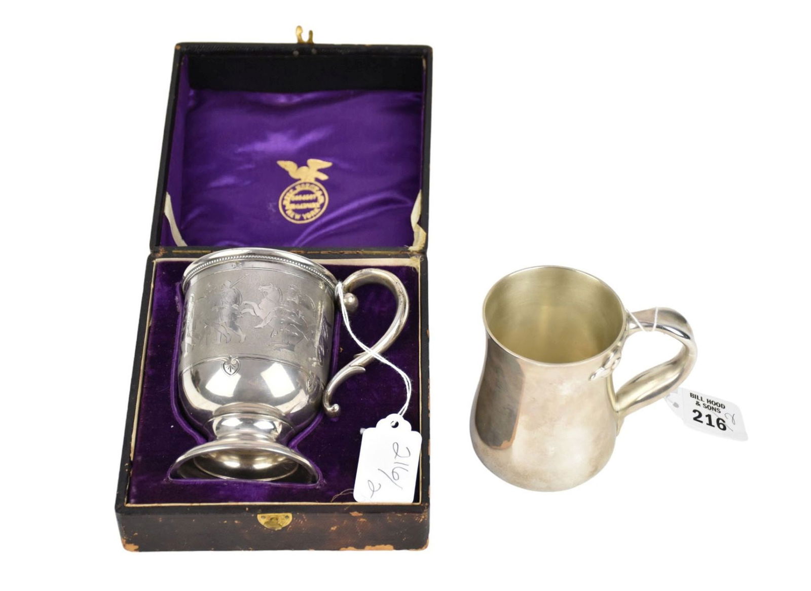 2 Antique Sterling Cups with Handles, Art Nouveau by Bigelow. Kennard & Co. AND Ball Black & Co., (1 of 9)