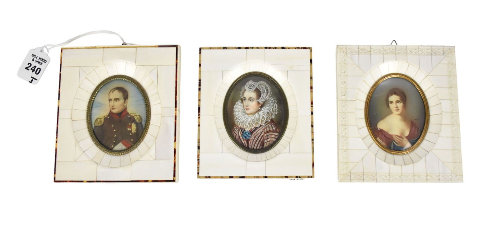 Three Antique Hand-Painted Miniature Portraits - Three 19th century miniature portraits in Napoleon (1 of 5)