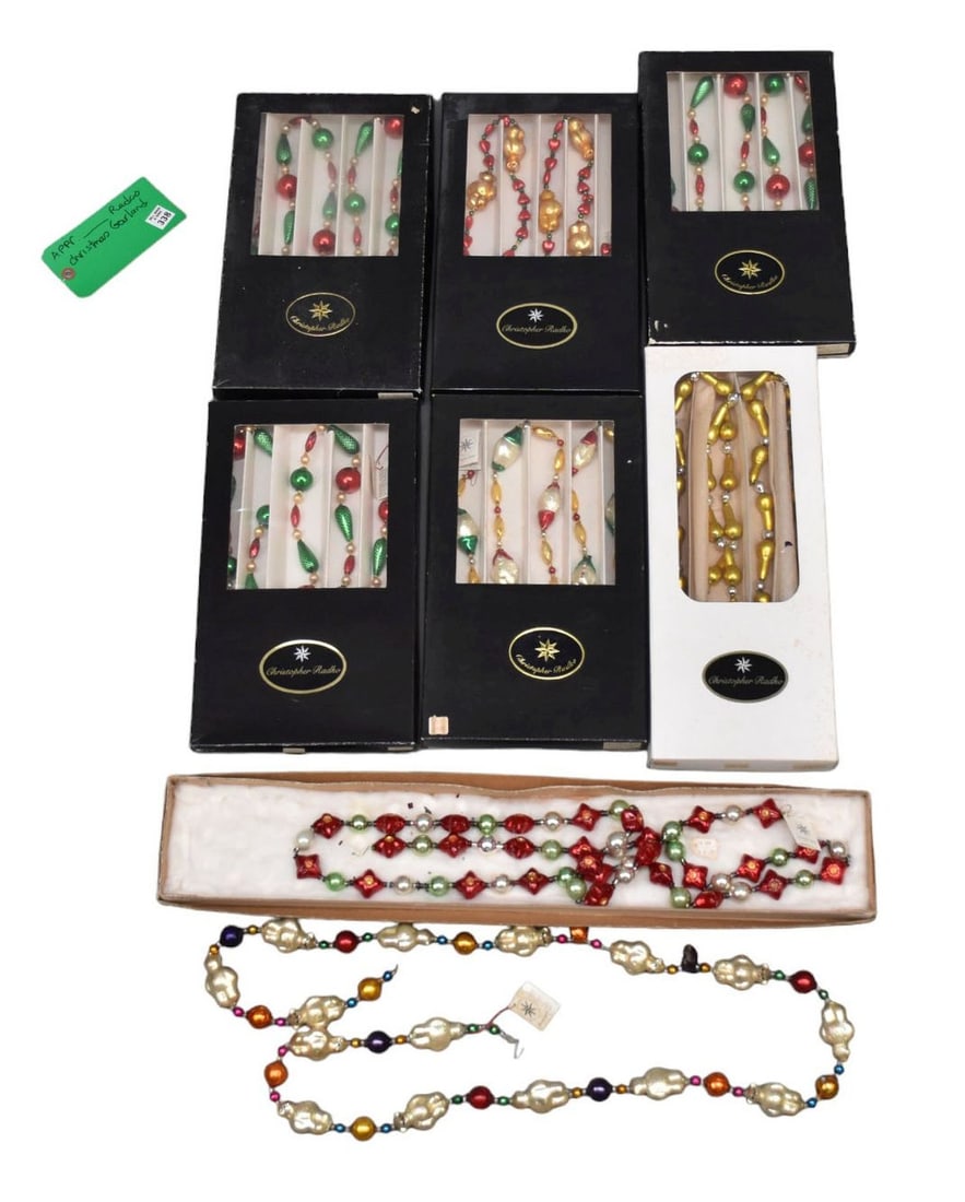 Christopher Radko Christmas Garland Lot, 7 Boxed Garlands & 1 Unboxed (1 of 15)