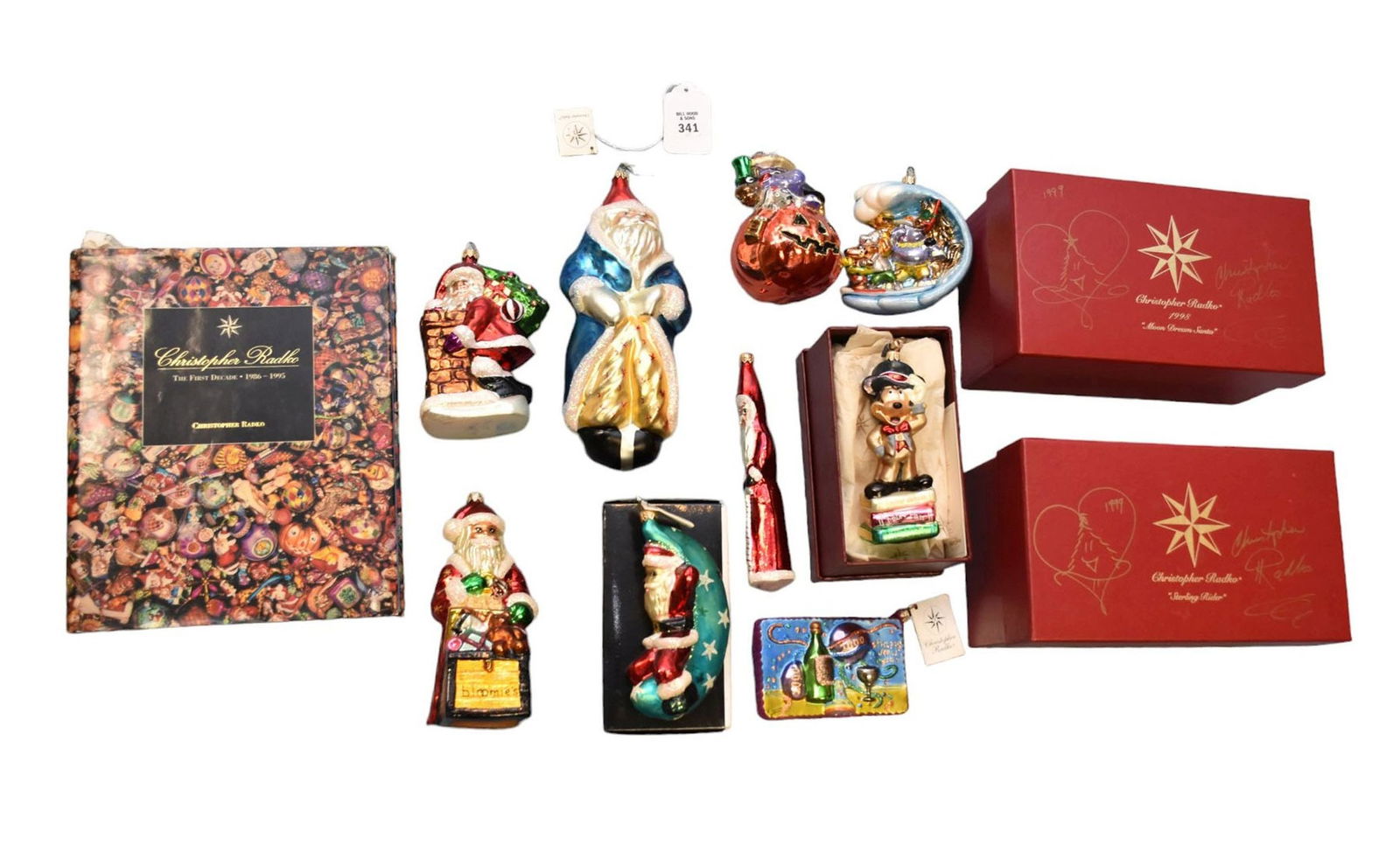 Lot of Signed Christopher Radko Ornaments and Book, 2 Signed By Betty White (Wave & Pumpkin), Others (1 of 20)