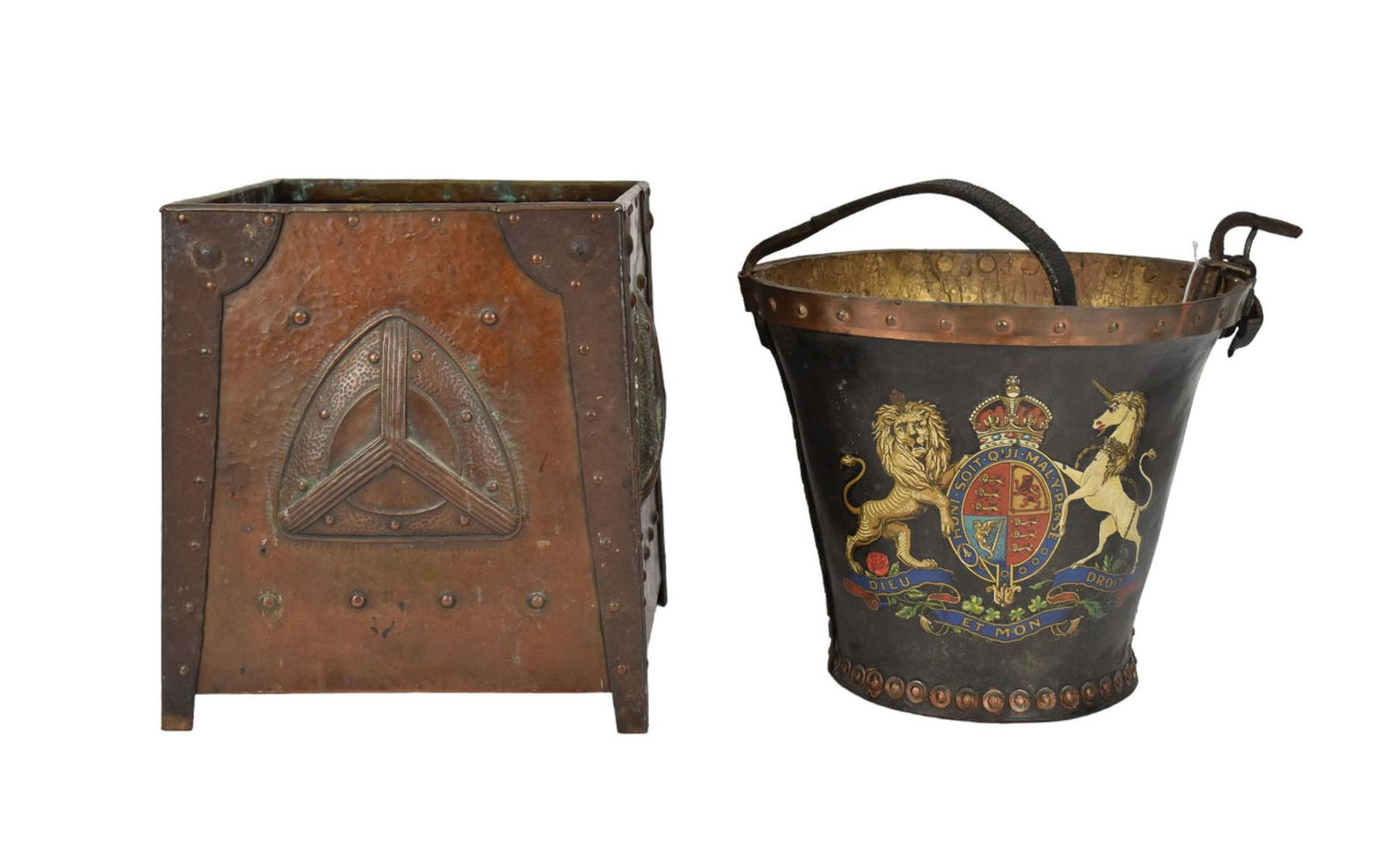 An English Fire Bucket and Arts & Crafts Jardinière - C. Early-20th Century. An English Fire (1 of 9)