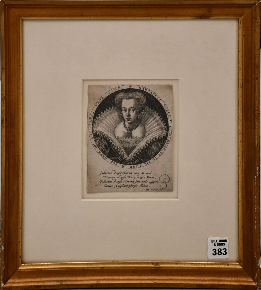 Antique etching of King Henry's Daughter, sight size 5 1/4 x 4 1/4 inches, frame size 14 1/8 x 12 (1 of 6)