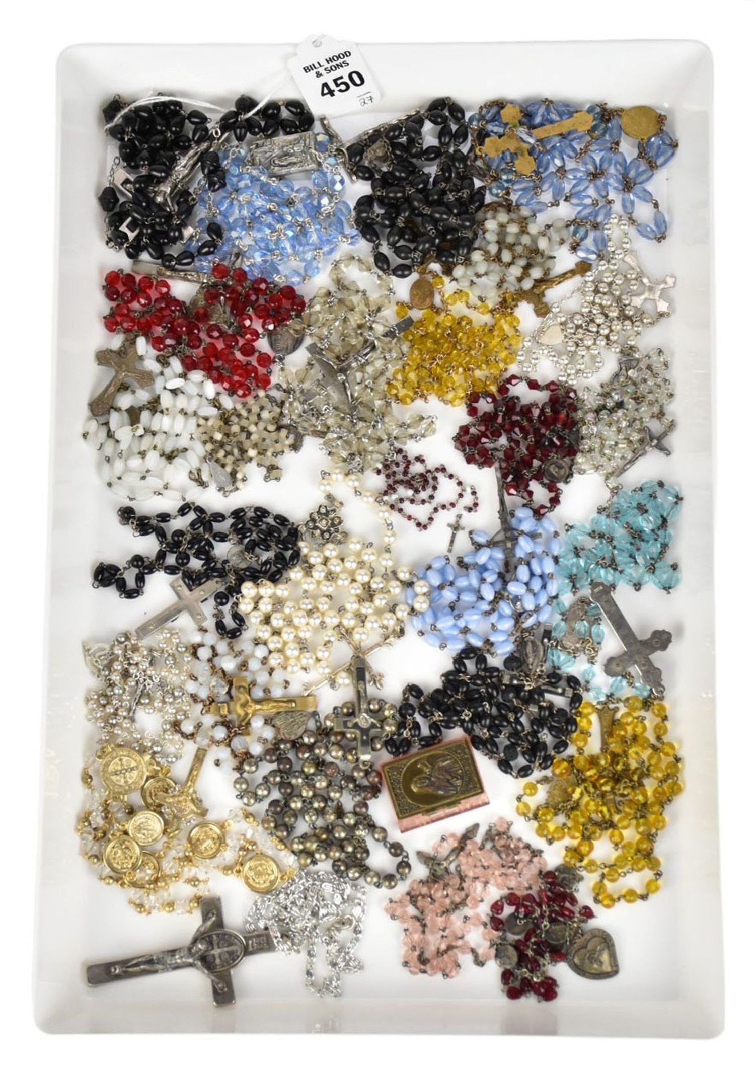 Group of 27 Vintage & Antique Rosaries - Each of a different material including glass beads, pearls, (1 of 17)