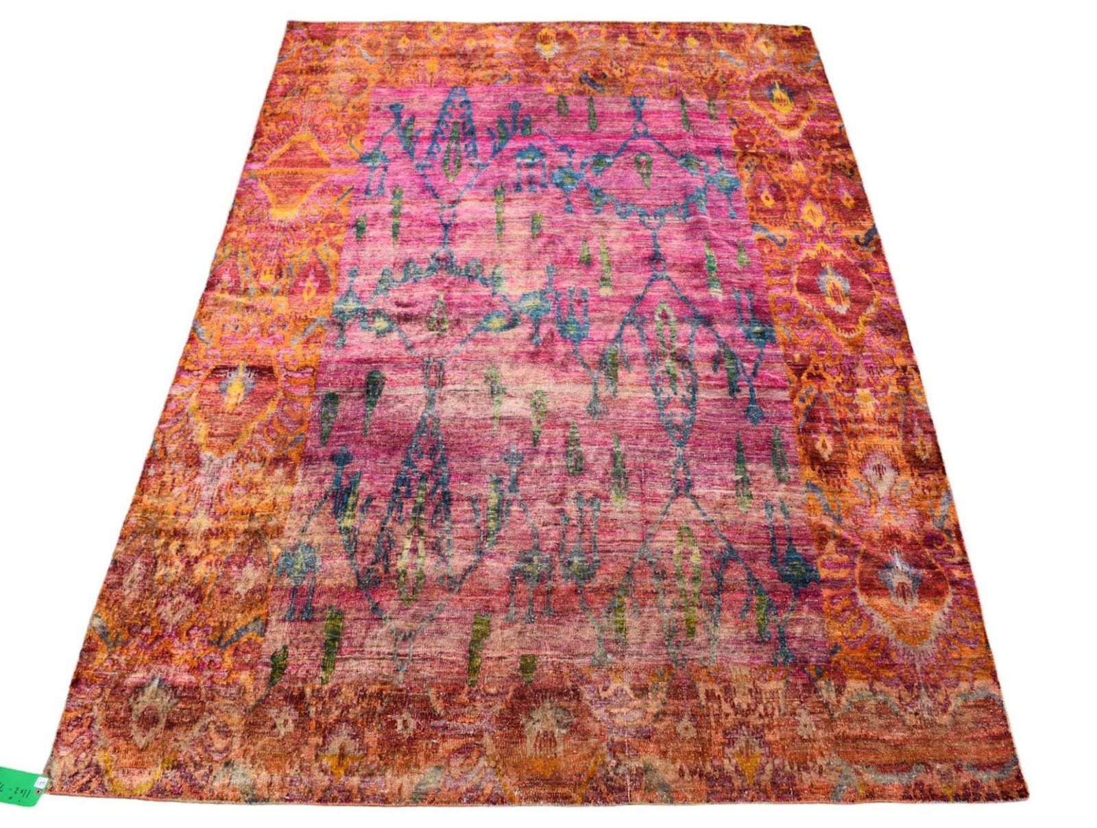Silk & Cotton Carpet, Handmade in India, ABC Carpet, 11'2" x 7'9" (1 of 7)