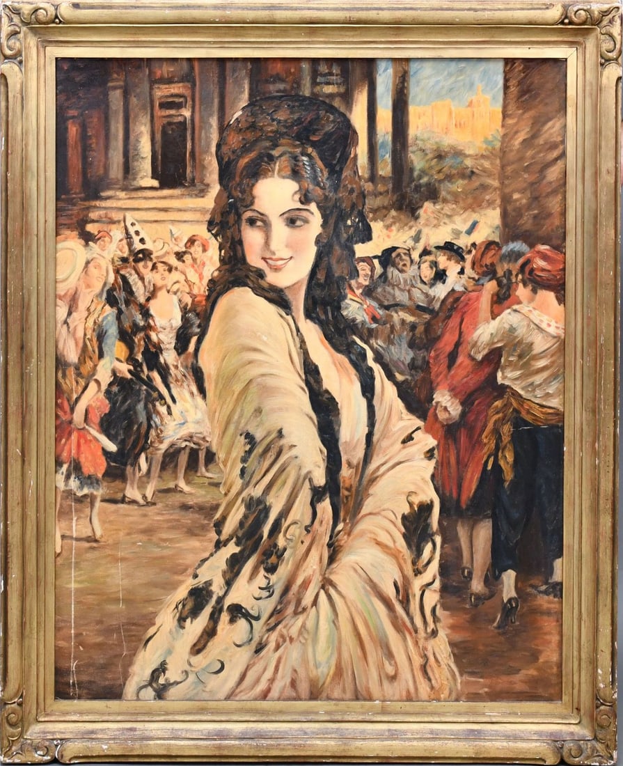 Continental School oil on board, Spanish Dancer, 40 x 33-1/2 inches (1 of 6)