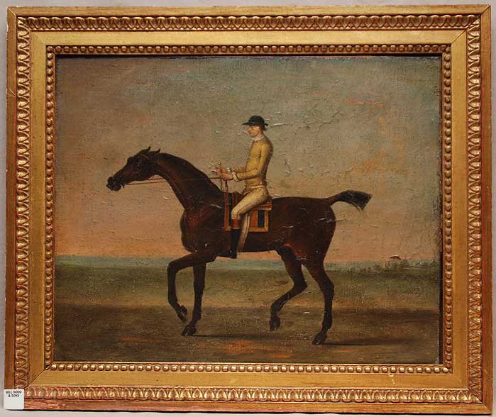 Attributed to John Nosh Sartorius British 18th/19t: Attributed to John Nosh Sartorius British 18th/19th Century oil on canvas, "Horse Portrait", 16"x20" signed initialed lower left J.S.? Dated 1752?
