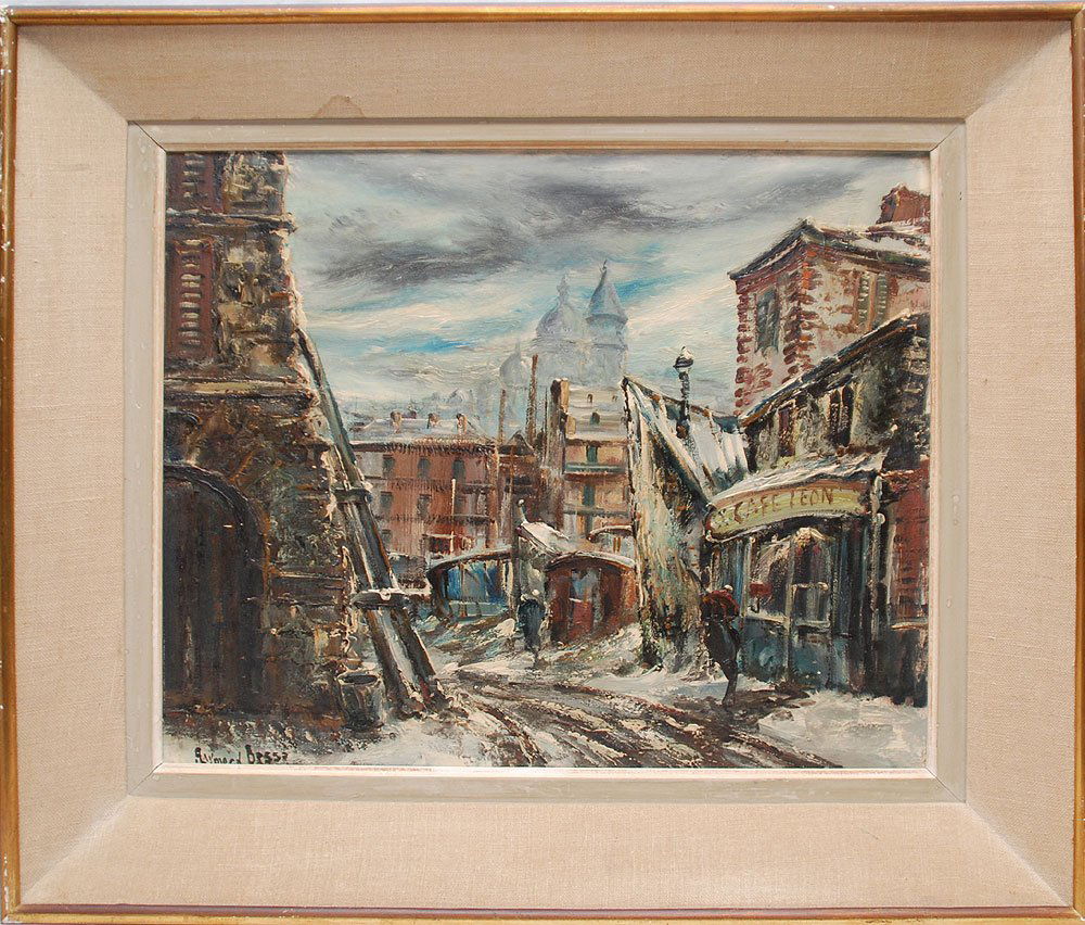 Raymond Besse (FRENCH, 1899-1969) oil on canvas, F: Raymond Besse (FRENCH, 1899-1969) oil on canvas, French Street Scene, 18" x 22"