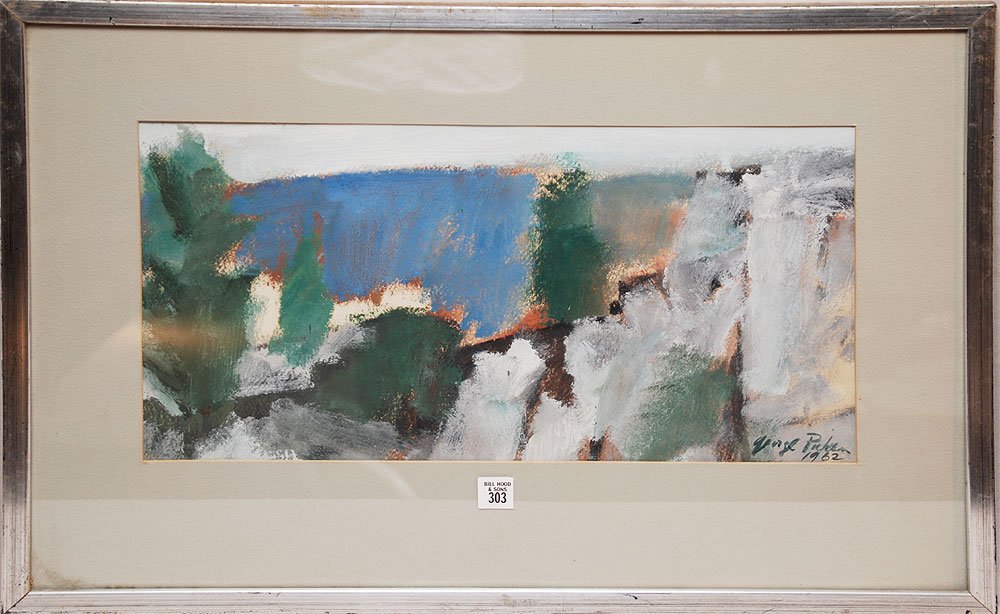 George Alexander Picken (1898 - 1971) Watercolor: George Alexander Picken (1898 - 1971) Watercolor "Chalk Cliffs" 11" x 21"