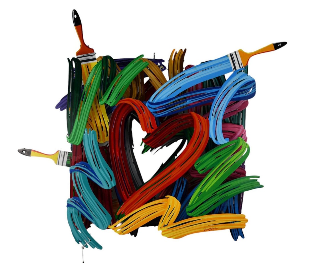 David Gerstein (Israeli, b. 1944) Hand-Painted Aluminum Sculpture, Paintbrushes & Colors - A (1 of 14)