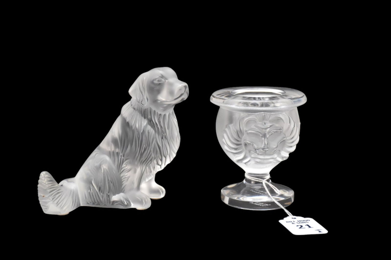 Lalique Golden Retriever Dog & 'Tete De Lion' Vase - Two Lalique France clear and frosted crystal (1 of 6)